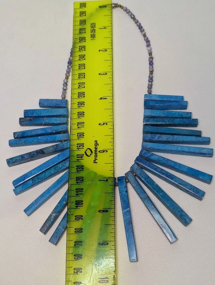 Cobalt Blue Stone Collar Necklace: Graduated Prism Design - photo 3