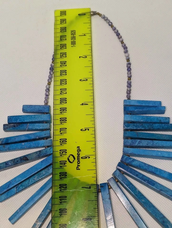 Cobalt Blue Stone Collar Necklace: Graduated Prism Design - photo 4