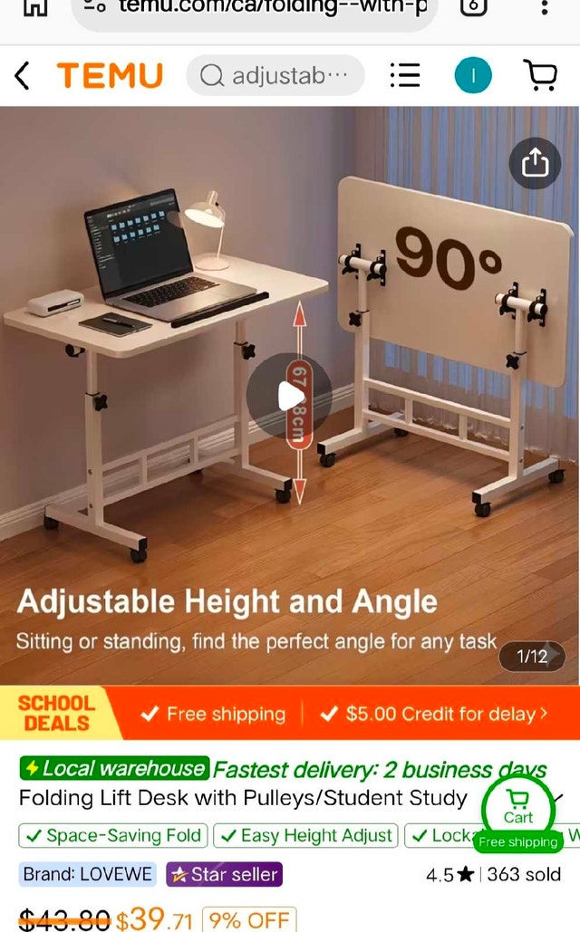 Adjustable Rolling Desk - photo 5
