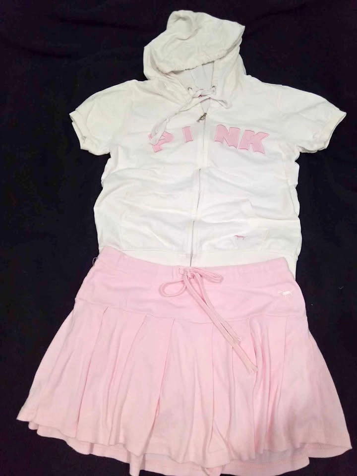 PINK hooded shirt and skirt