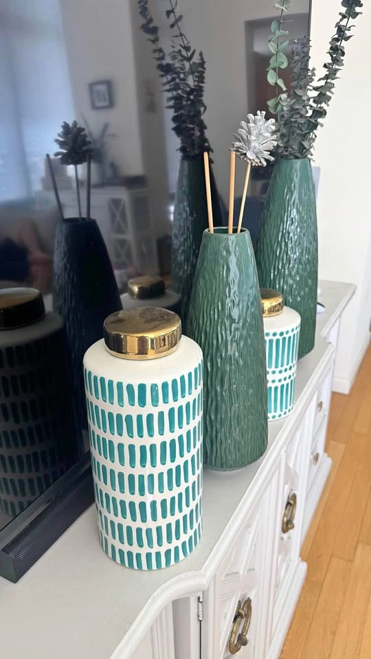 Teal & Gold Decorative Vases & Jars