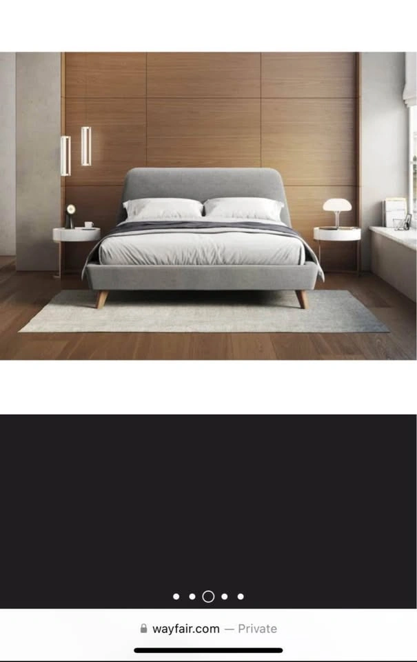 Upholstered Queen Platform Bed + Headboard (Mid-Century Modern) - photo 3