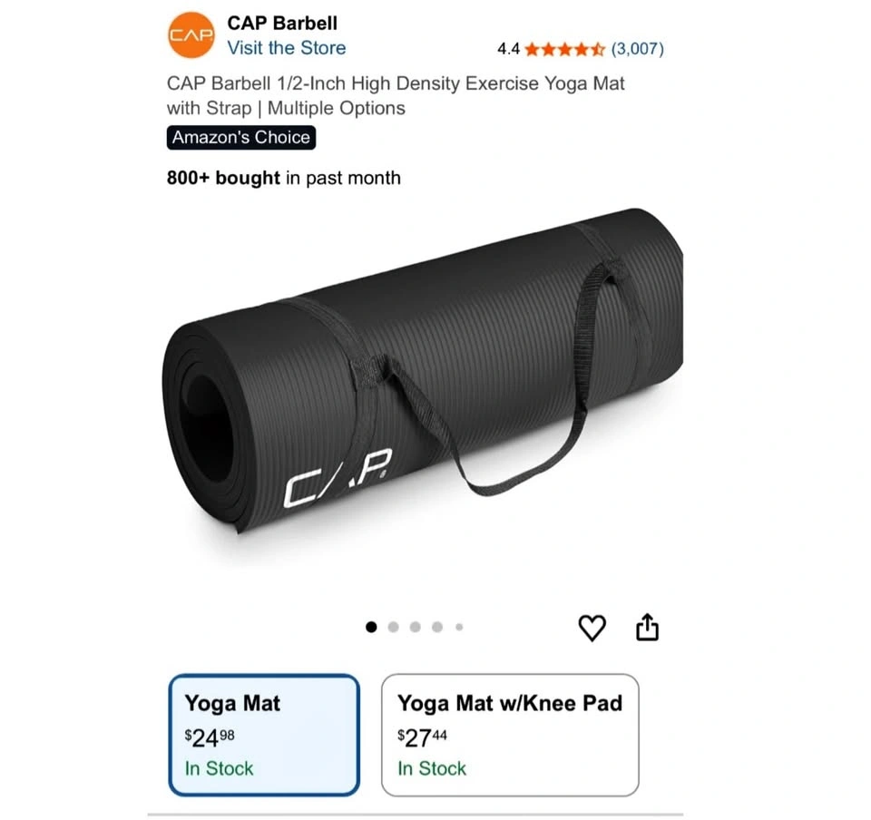 BRAND NEW! CAP HIGH DENSITY EXERCISE YOGA MAT + STRAP 1/2" - $28