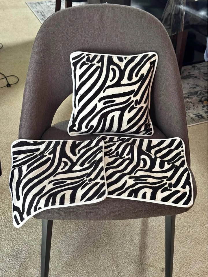 Zebra Print Throw Pillow Covers - Set of 3