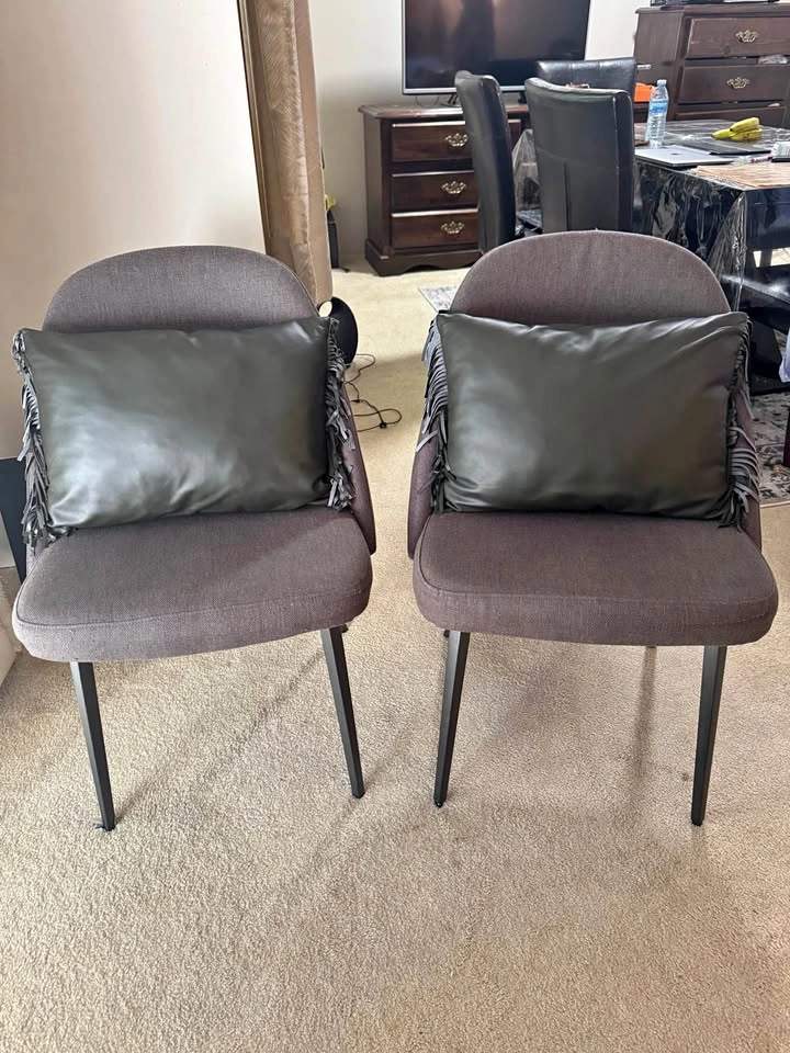 Black leather look cushions
