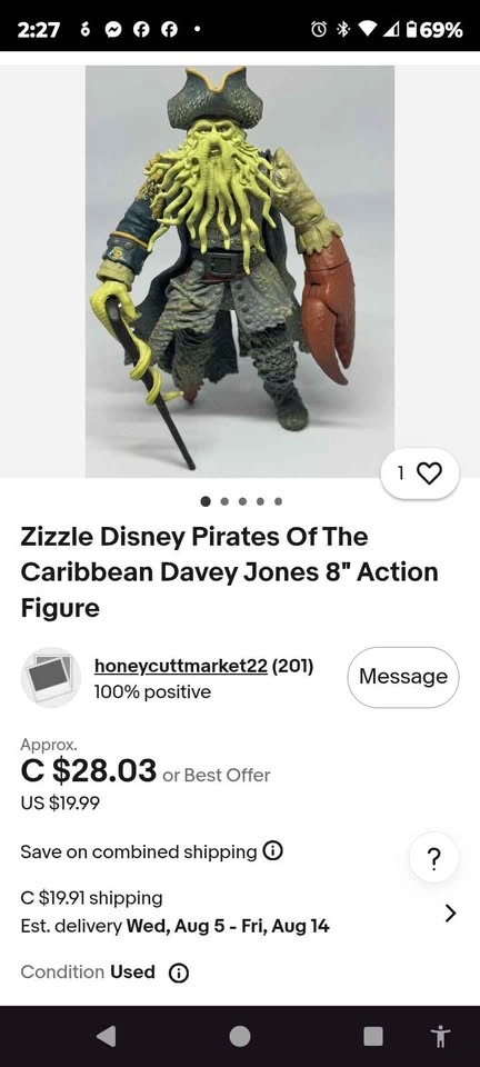 Vintage 2006 Disney Zizzle Pirates of the Caribbean Davy Jones 7 - photo 5