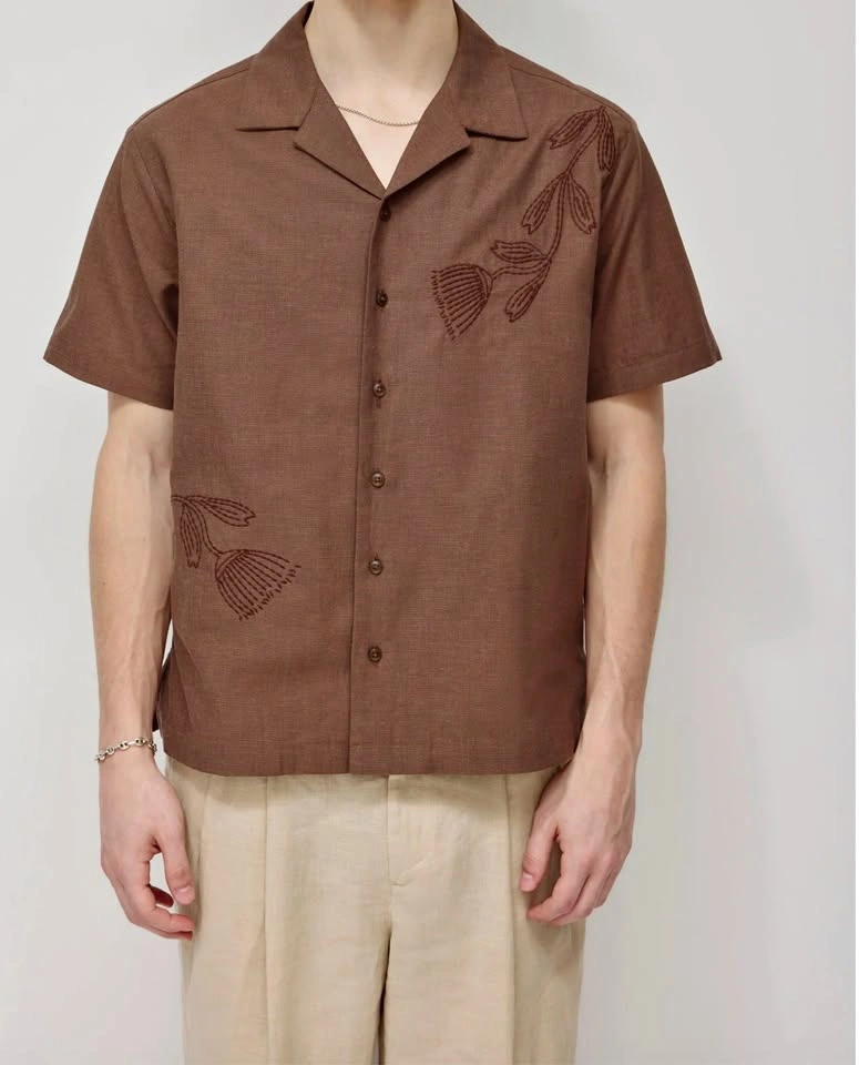 Kotn Men's Linen Camp Shirt - Espresso - New - Size Small