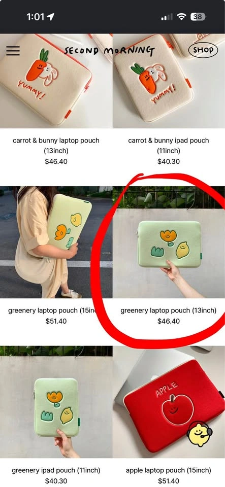 Cute Laptop Sleeve from Korean brand Second Morning