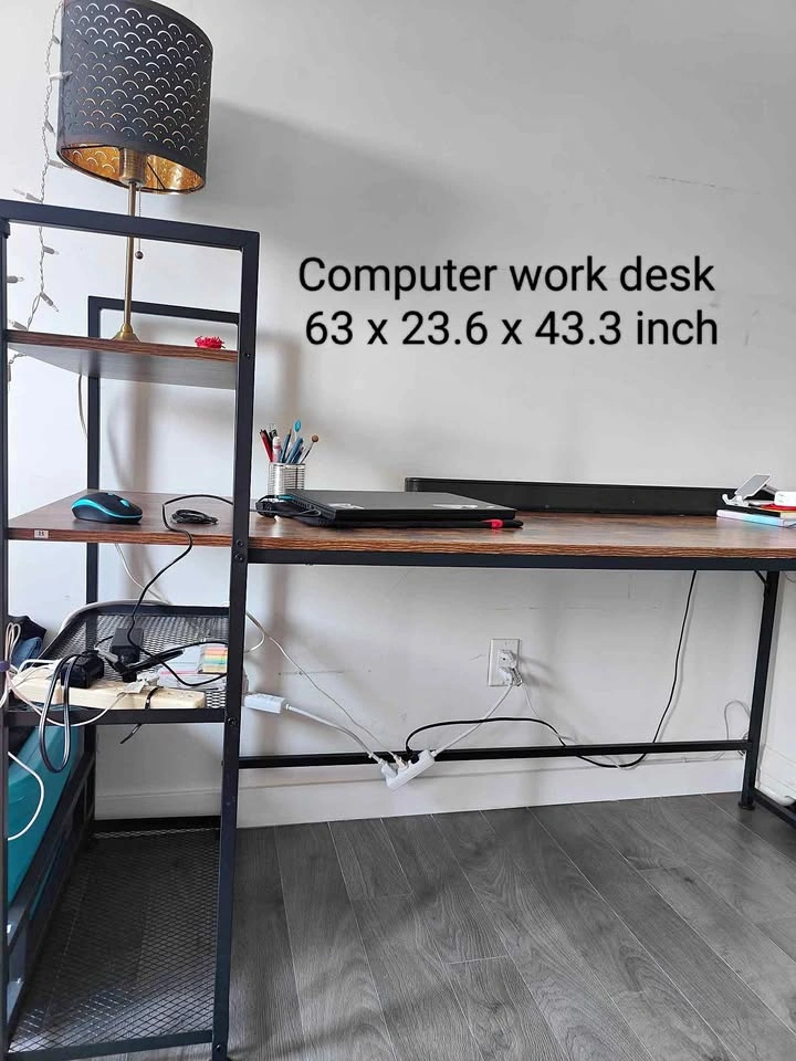 Computer work desk with shelves