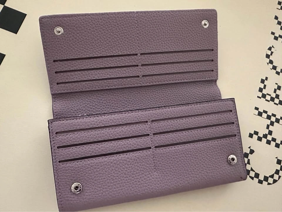 Purple Pebbled Leather Long Wallet - photo 2