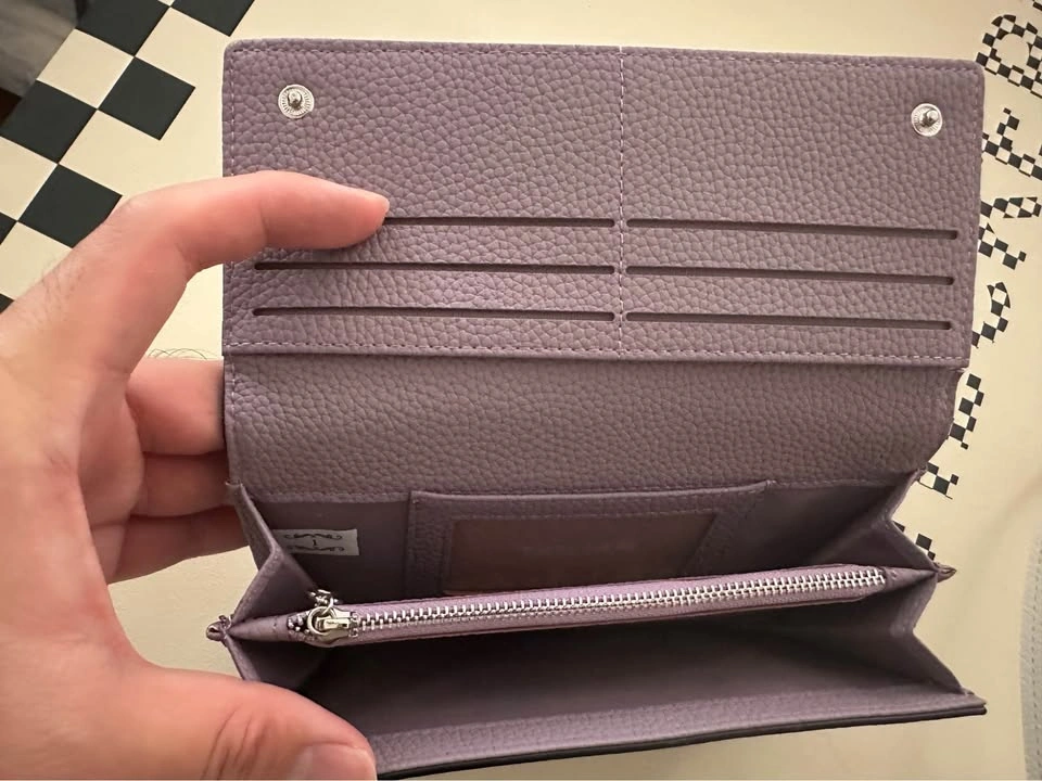 Purple Pebbled Leather Long Wallet - photo 3