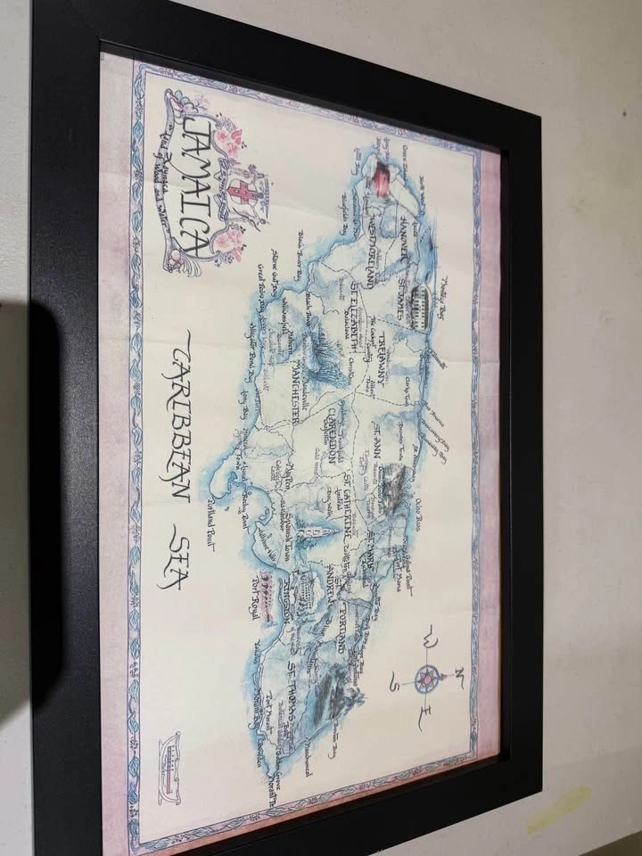 Painting of Map of Jamaica - photo 2