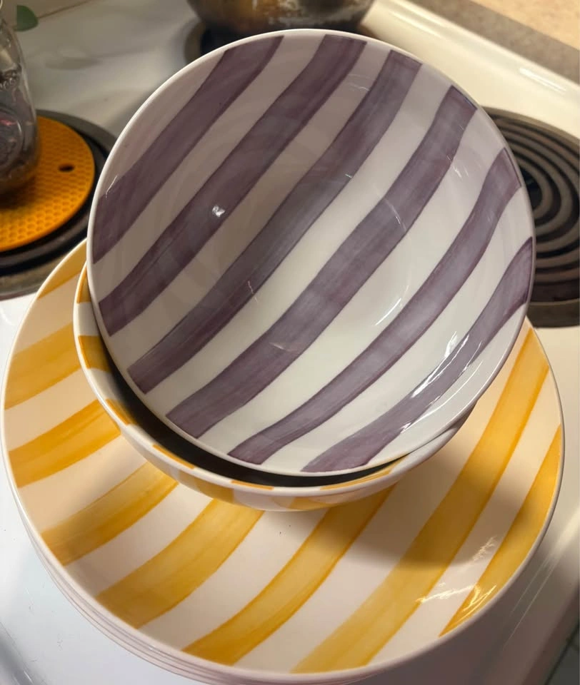Eaton Fine Dining Striped Bowl and Plate Set - photo 3
