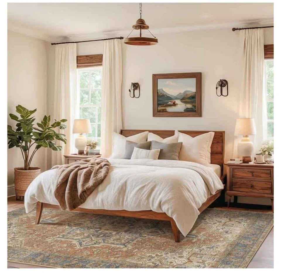 10x14 Washable Terracotta Area Rug with Vintage Design - photo 2