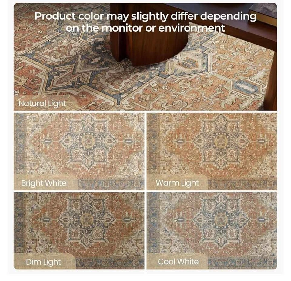 10x14 Washable Terracotta Area Rug with Vintage Design - photo 4