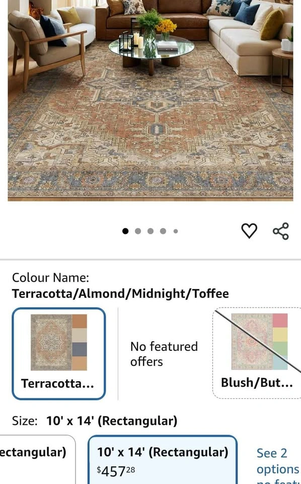 10x14 Washable Terracotta Area Rug with Vintage Design - photo 5