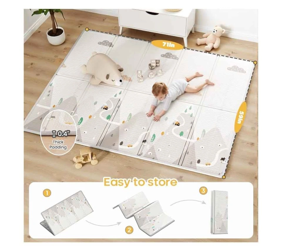 Brand new 71x59in Baby Playpen with Mat for Toddlers (Beige) - photo 2