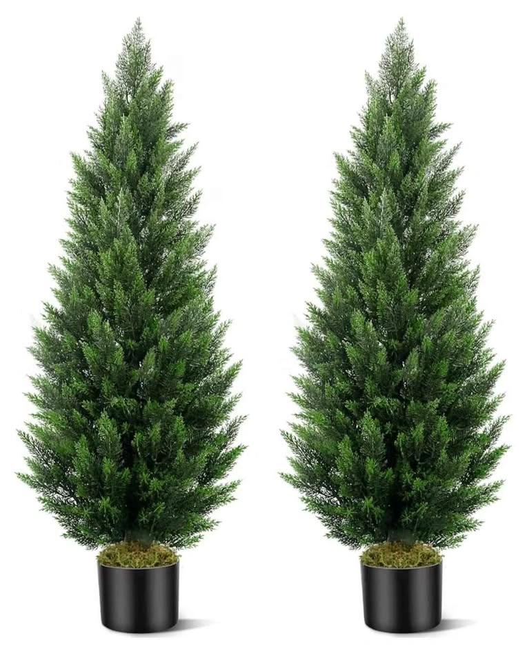 Set of 2 Fake 5ft Cedar Topiary Trees – Front Porch Faux Shrubs - photo 2