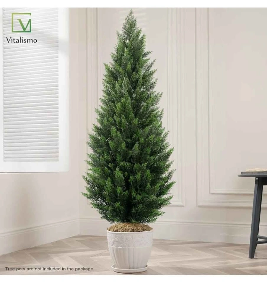 Set of 2 Fake 5ft Cedar Topiary Trees – Front Porch Faux Shrubs - photo 4
