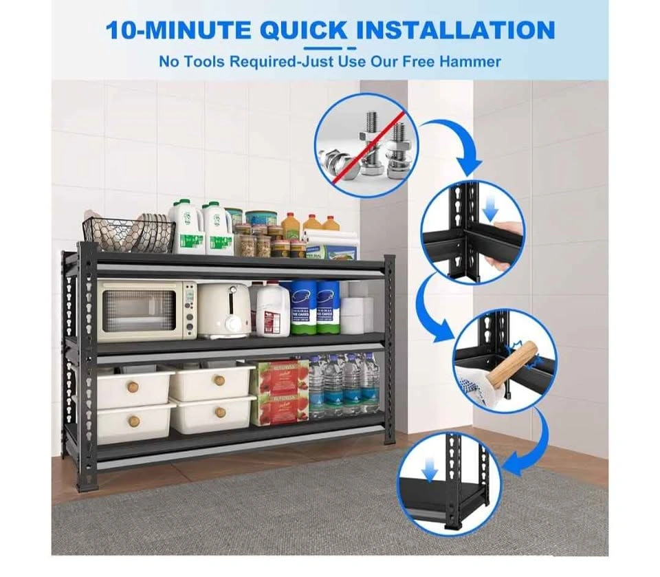 Heavy Duty 3-Tier Metal Garage Shelves - 1800lbs Capacity - photo 4