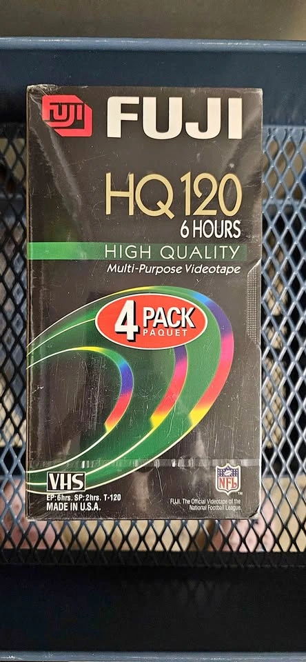 Factory sealed four pack of Fuji HQ 120 blank videotapes