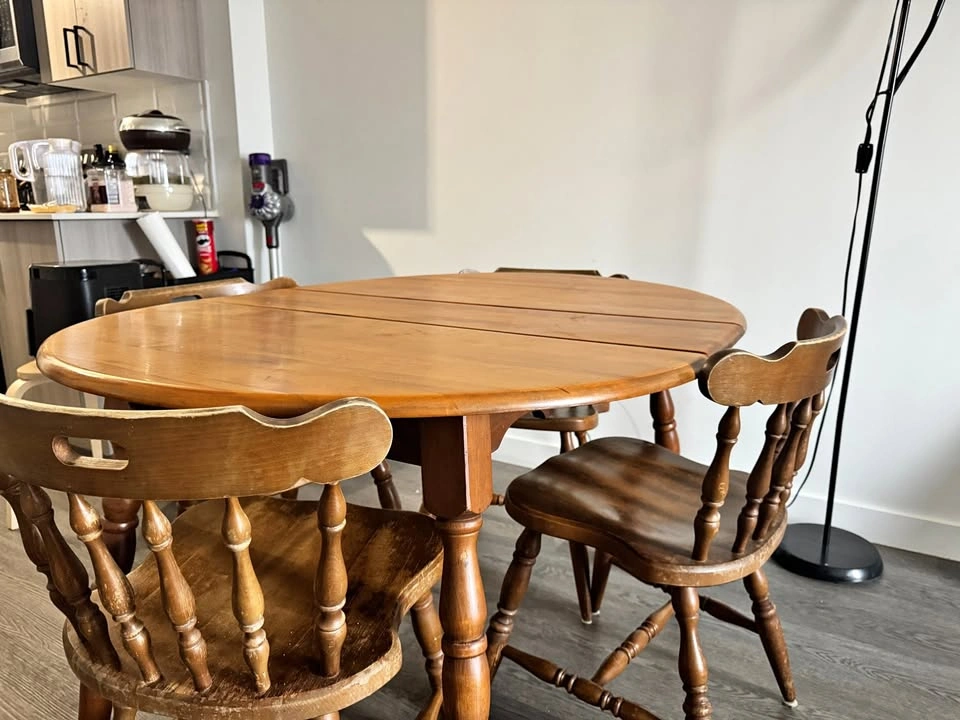 Solid Wood Extendable Dining Table + 4 Chairs Set – $50