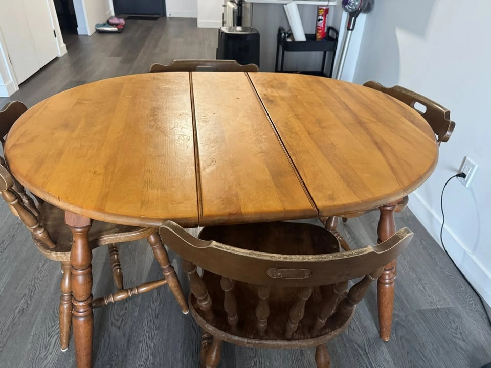 Solid Wood Extendable Dining Table + 4 Chairs Set – $50 - photo 3