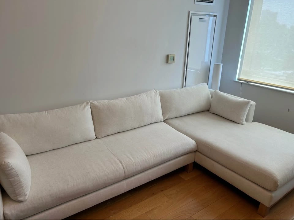 Crate and Barrell White Sectional Couch - photo 3