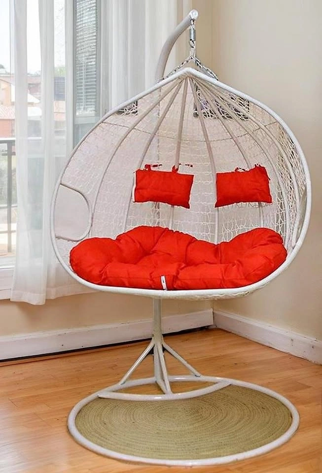 SEC002 A2333 2-Person Wicker Swing Egg Chair with Stand