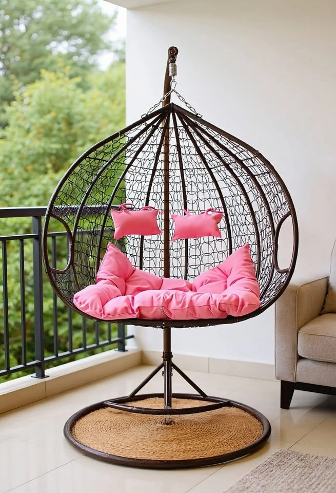 SEC002 A2333 2-Person Wicker Swing Egg Chair with Stand - photo 2