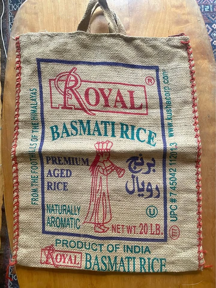 Upcycled burlap tote bag