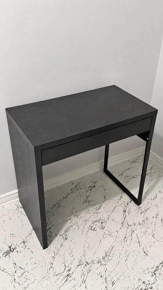 Modern Black Desk with Large Drawer - Good Condition