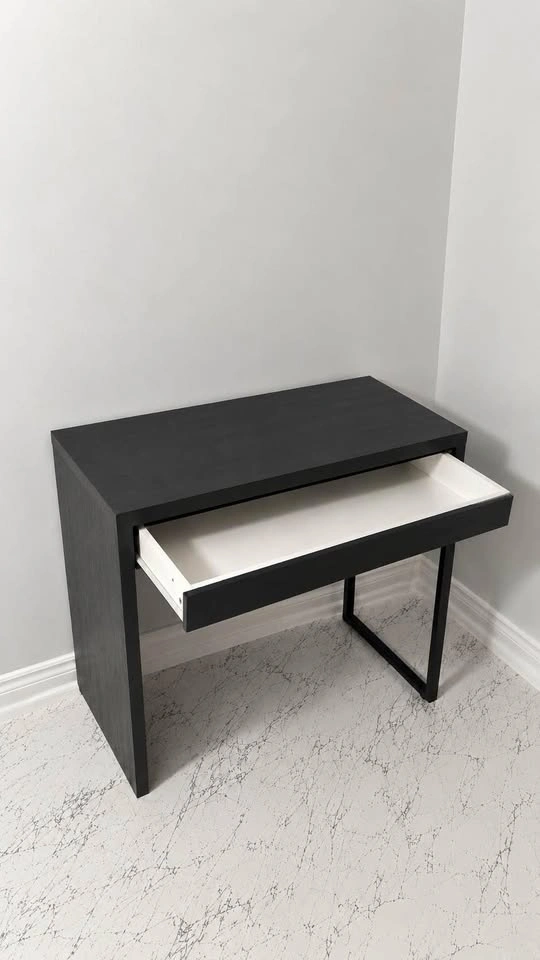 Modern Black Desk with Large Drawer - Good Condition - photo 2