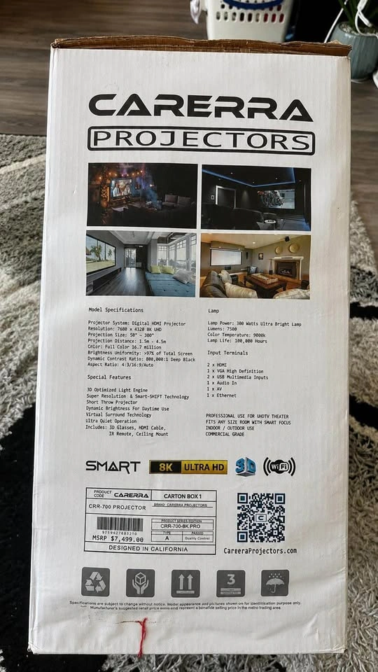 Brand New Carrera Smart Projector + 72” Projector Screen - photo 2