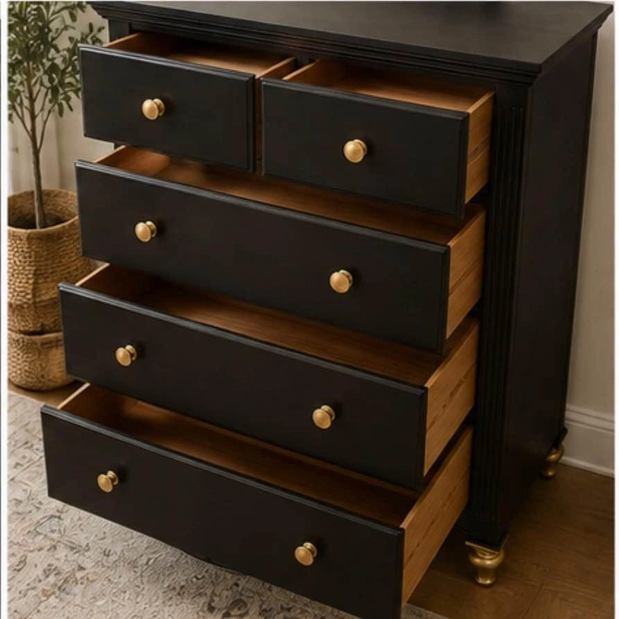 SOLID WOOD, oversized 6-Drawer Dresser | Black + Gold - photo 2