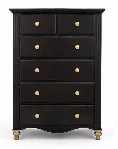 SOLID WOOD, oversized 6-Drawer Dresser | Black + Gold - photo 5