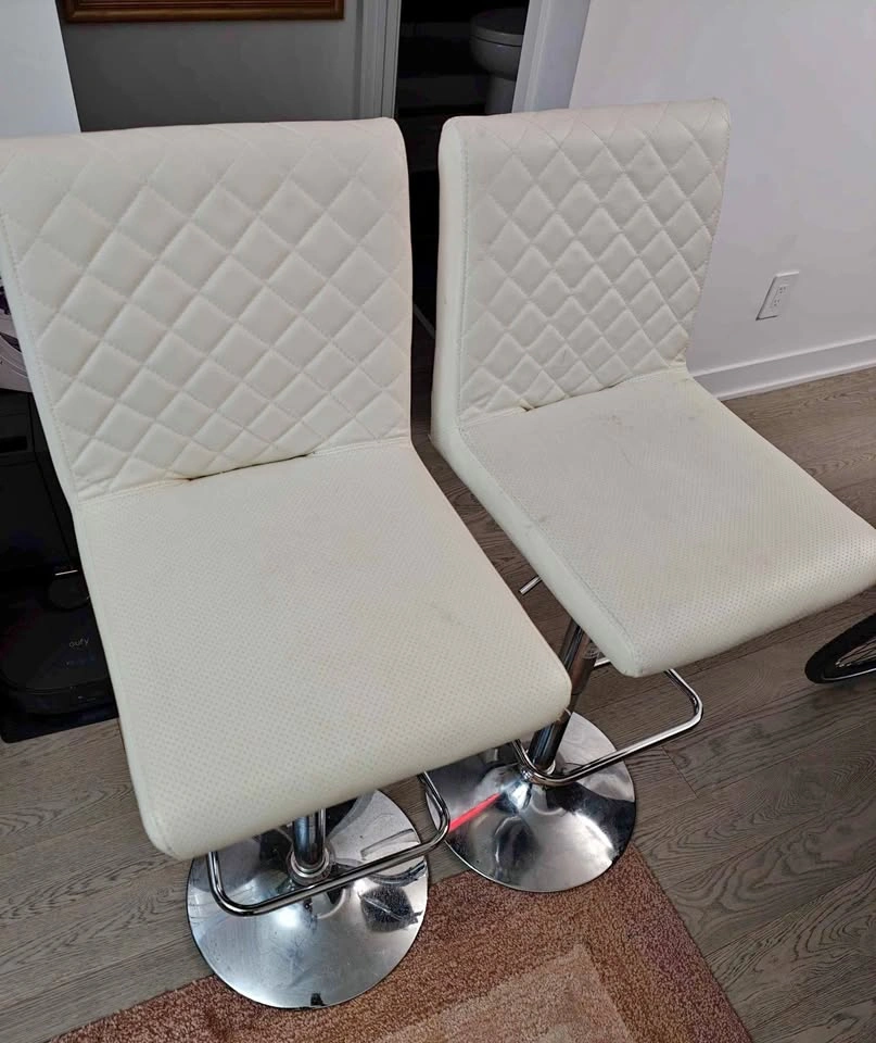 HomeSense White Faux Leather Bar Stools - Set of 2