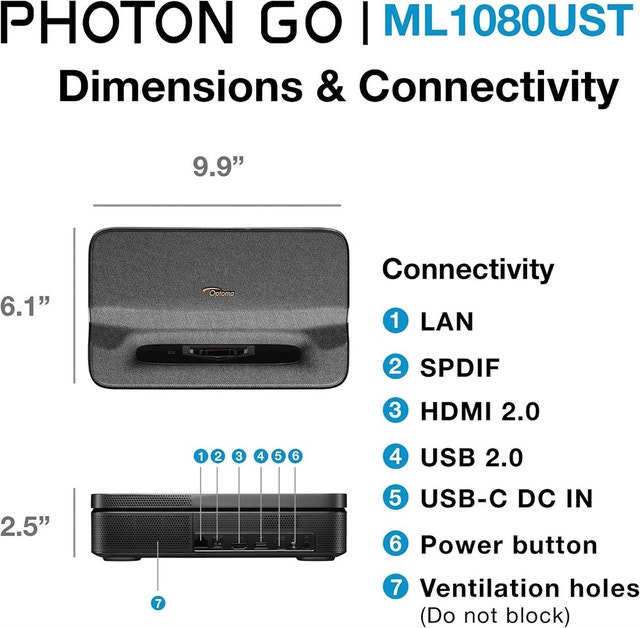 Optoma ML1080UST Photon GO Ultra Short Throw 1080p Projector - photo 5