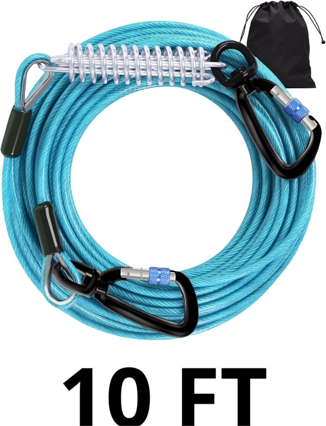 10FT Snagle Paw Dog Tie Out Cable - 1000LBS Break Strength