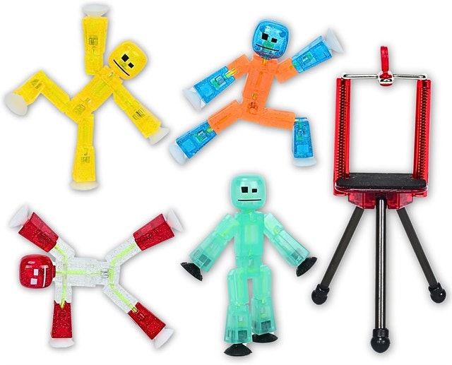 Zing Stikbot 4 Pack with Tripod Clears & Glow in the Dark