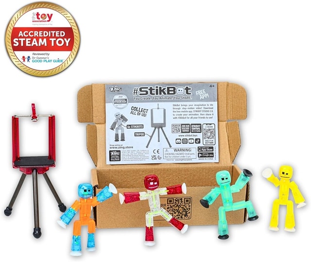 Zing Stikbot 4 Pack with Tripod Clears & Glow in the Dark - photo 2