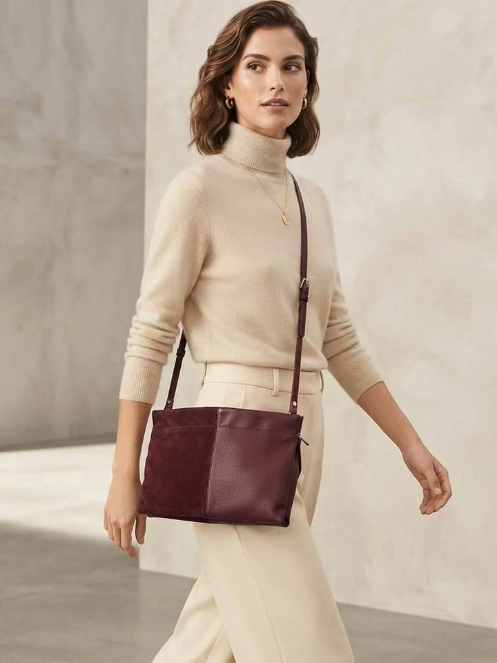 ZARA Burgundy Crossbody Leather Bag