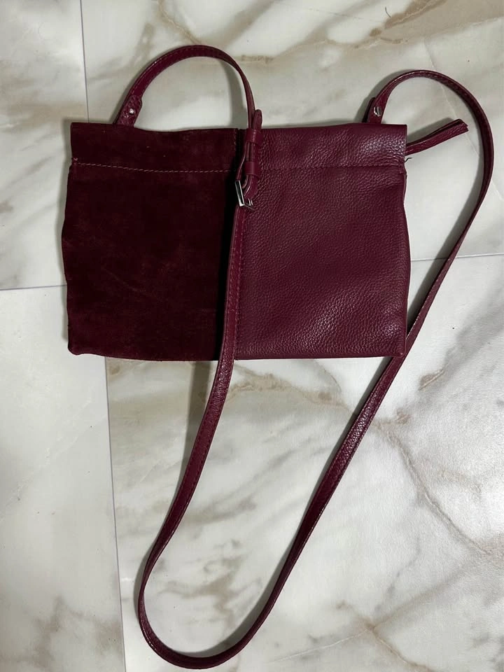 ZARA Burgundy Crossbody Leather Bag - photo 3