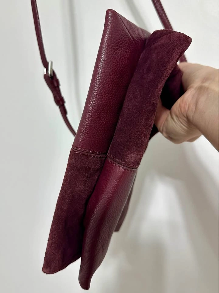ZARA Burgundy Crossbody Leather Bag - photo 4