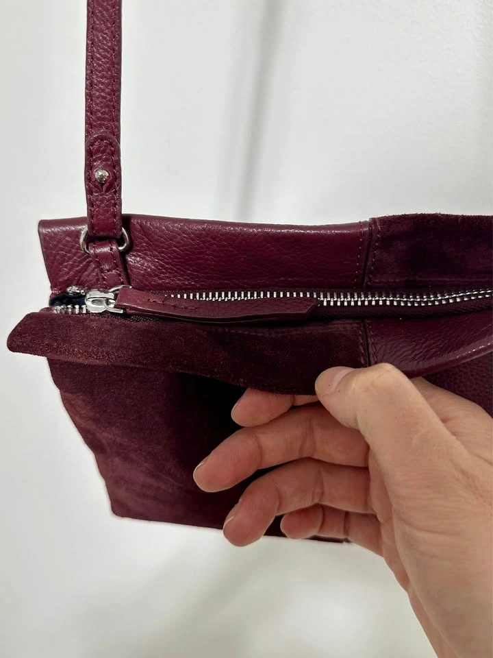 ZARA Burgundy Crossbody Leather Bag - photo 5