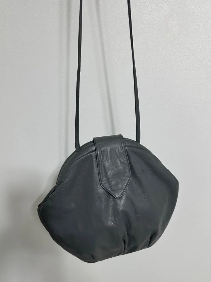 Vintage Gray Leather Shoulder Bag - photo 3