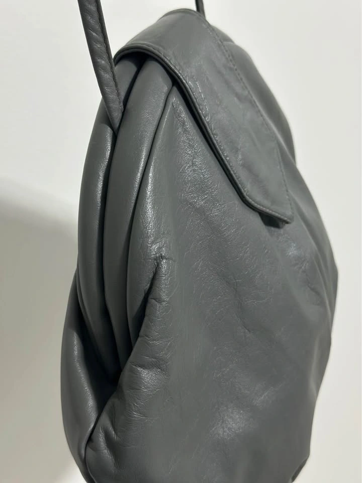 Vintage Gray Leather Shoulder Bag - photo 5