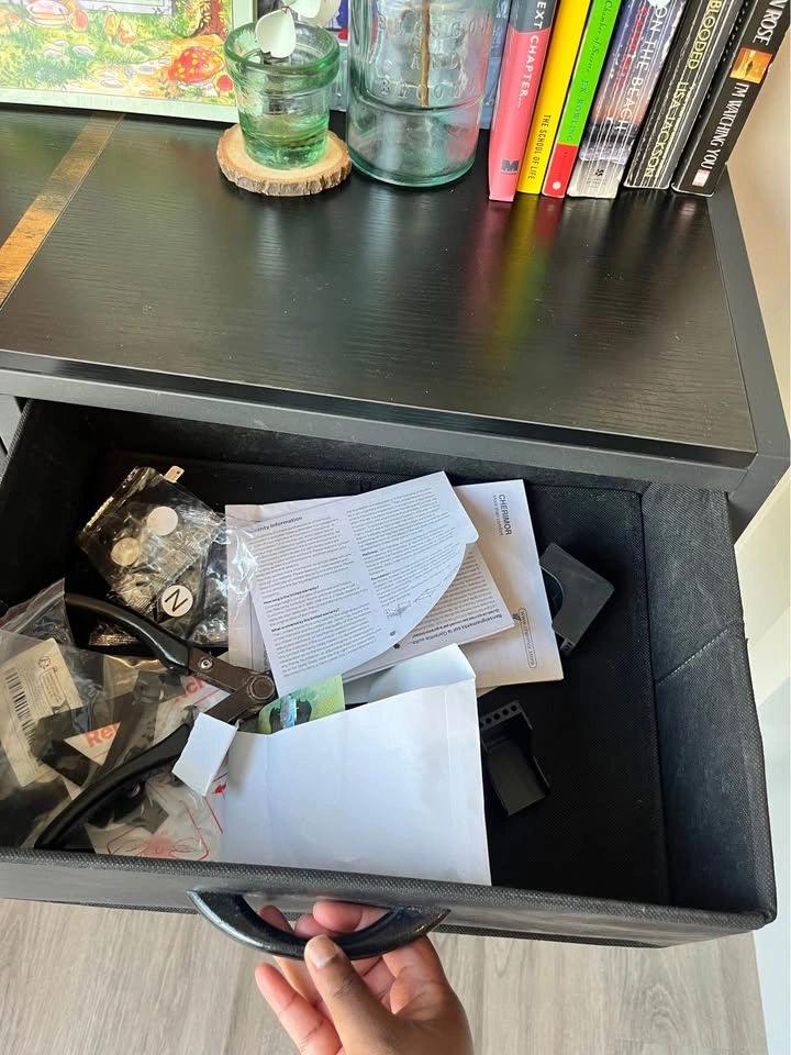 Black Console Table with 2 Fabric Drawers - photo 4