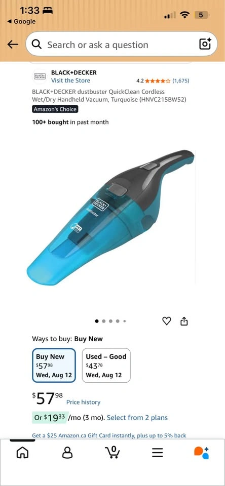 Cordless Wet/Dry Handheld Vacuum worth $57 - photo 2