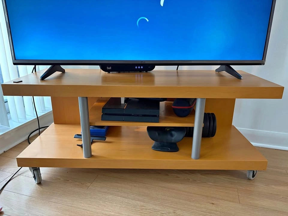 Wooden TV Stand with Wheels